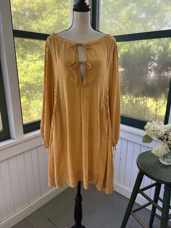 Free People Dresses & Skirts - Free People Honey Honey Long-Sleeve Mini Dress | Marigold | Size S | Like New